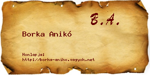 Borka Anikó névjegykártya