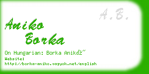 aniko borka business card